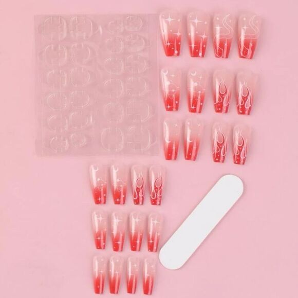 24 pcs Coffin Acrylic Press On Nail Set Reusable - Picture 5 of 10